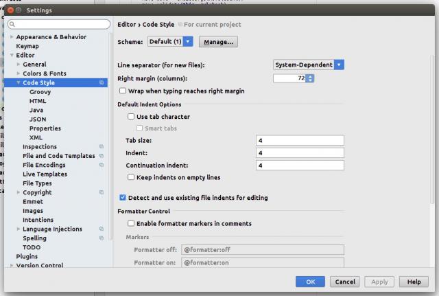 Android code style settings